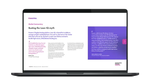 Image of laptop with cover slide for the "Busting the Loan IQ myth" market commentary