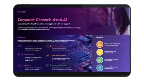 Image of laptop with cover slide of "Corporate Channels Assist.AI" infographic