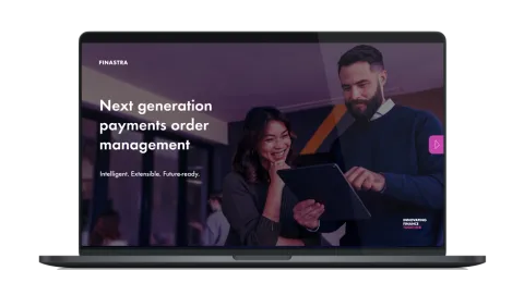 Image of laptop with cover slide for the "Next generation payments order management" white paper