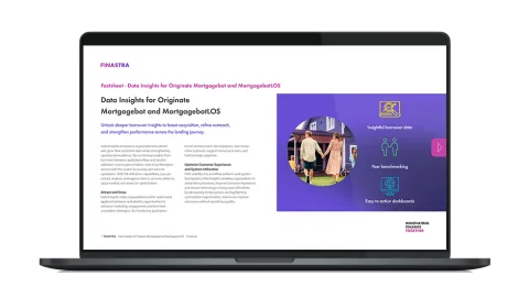 Image of laptop with cover slide of "Originate Mortgagebot Data Insights Factsheet" factsheet