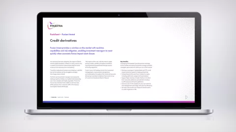 Image of laptop with slide on Fusion Invest Credit Derivatives (Factsheet)