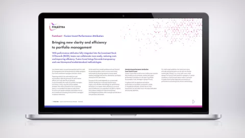 Image of laptop with slide on Fusion Invest Performance Attribution (Factsheet)