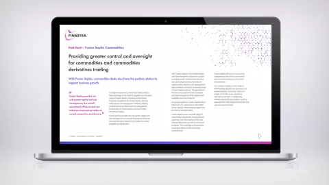 Image of laptop with slide on Fusion Sophis Commodities (Factsheet)