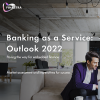 Image of laptop with cover slide for "Banking as a Service: Outlook 2022" report
