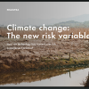 Image of laptop with cover slide for "Climate change: the new risk variable" white paper