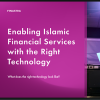 Image of laptop with cover slide for "Enabling Islamic financial services with the right technology" brochure