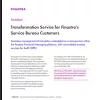Image of laptop with cover slide for "Transformation service for Finastra’s Service Bureau Customers" factsheet
