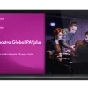 Image of laptop with cover slide for "Finastra Global PAYplus" solution overview