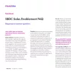 Image of laptop with cover slide of "Finastra SBDC Solution FAQ" factsheet