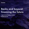 Image of laptop with cover slide of "Banks and beyond: financing the future" white paper