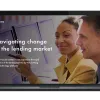Image of laptop with cover slide of "Navigating change in the lending market" white paper