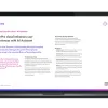 Image of laptop with cover slide of "LaserPro cloud enhances user experiences with AI Assistant" brochure