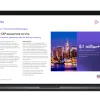 Image of laptop with cover slider for "Swift CSP Assessment Services offered by Finastra" factsheet