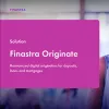 Image of laptop with cover slide for the "Finastra Originate - Digital origination for deposits, loans and mortgages" brochure