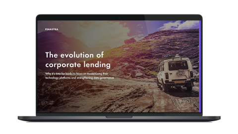 Image of laptop with cover slide for "The evolution of corporate lending" white paper